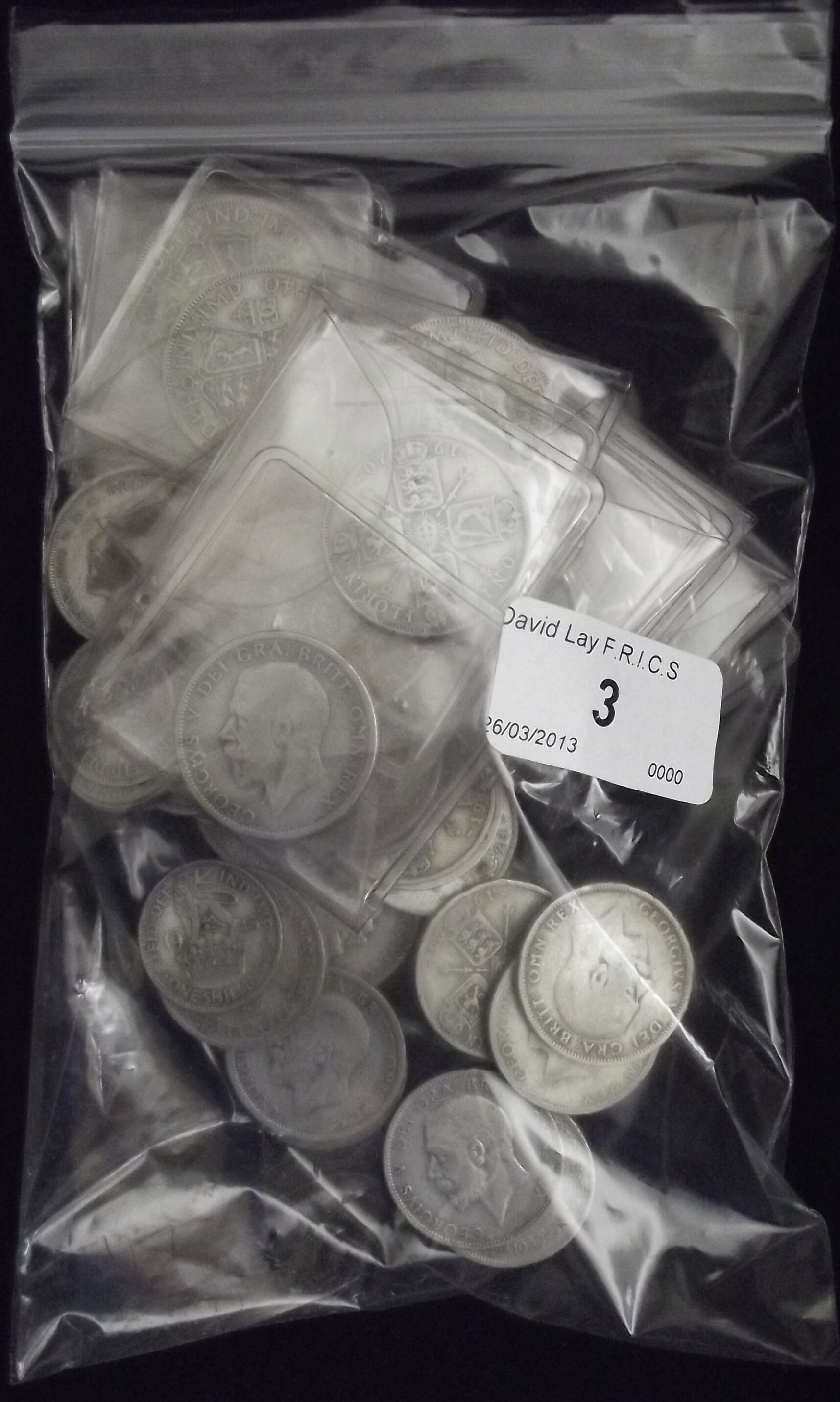 £5 face value pre-1947 British silver coins.