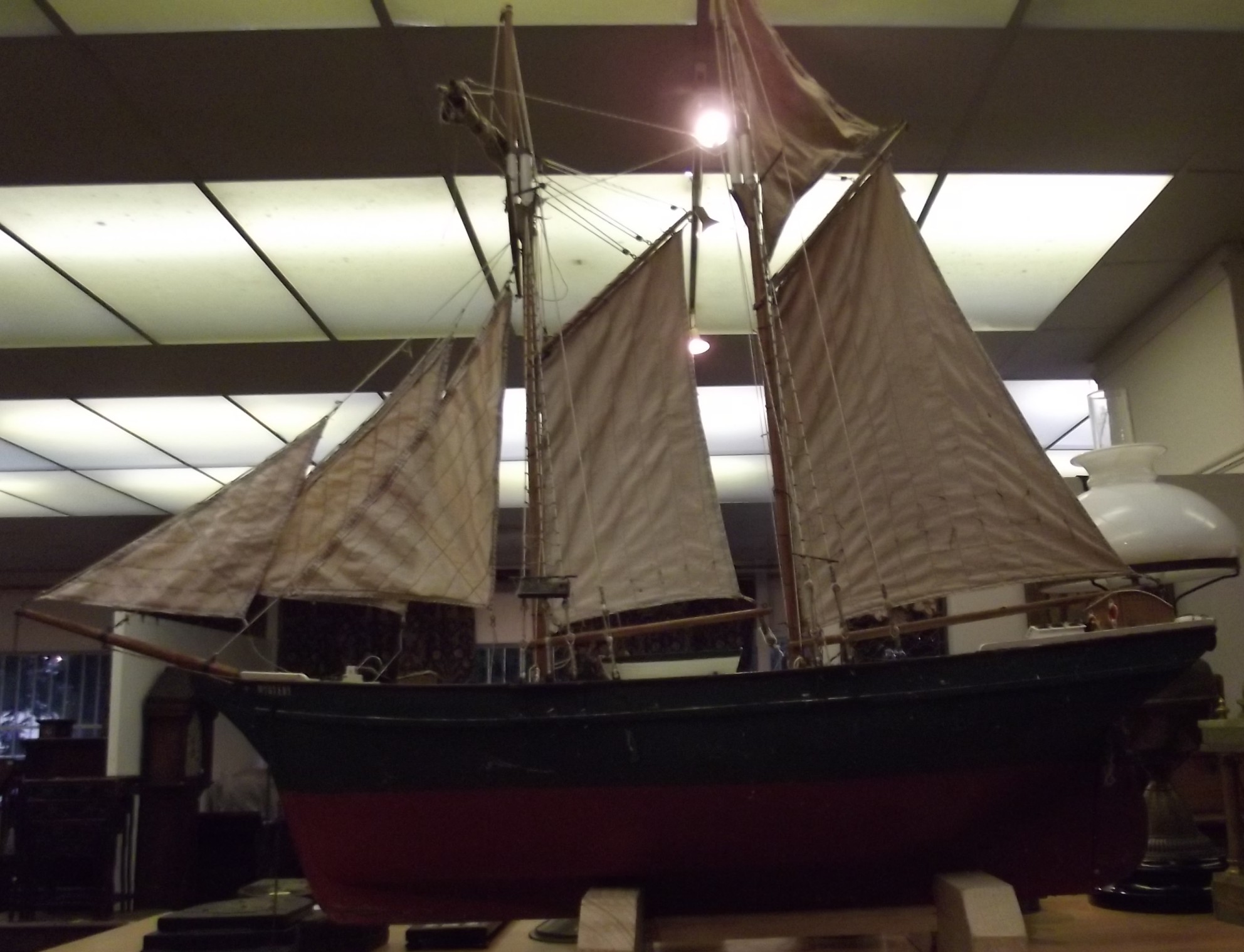 A model sailing boat, length 112cm.