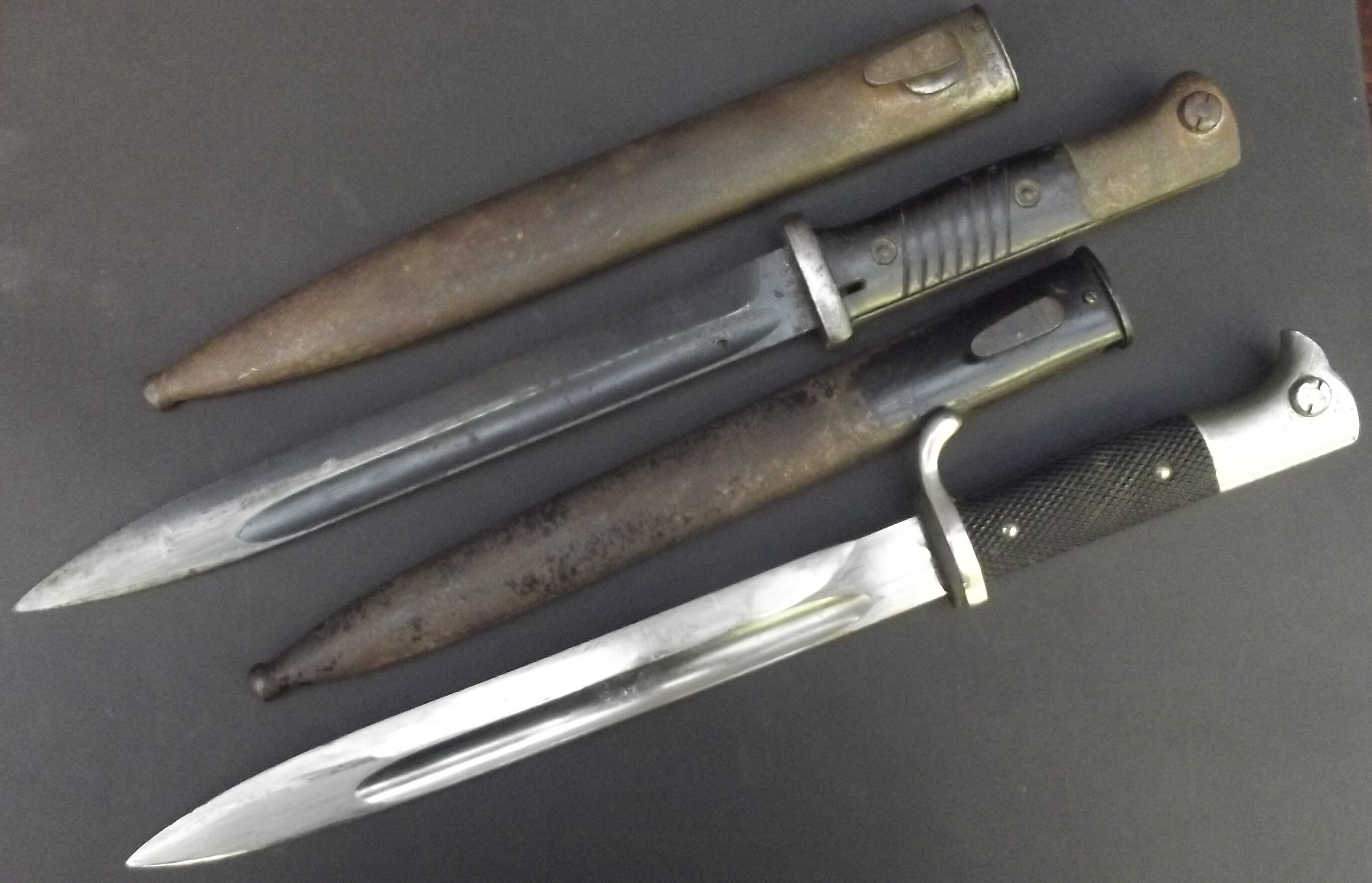 A WW2 German bayonet stamped Paul Seilheimer Solingen with chrome quillon and pommel with black