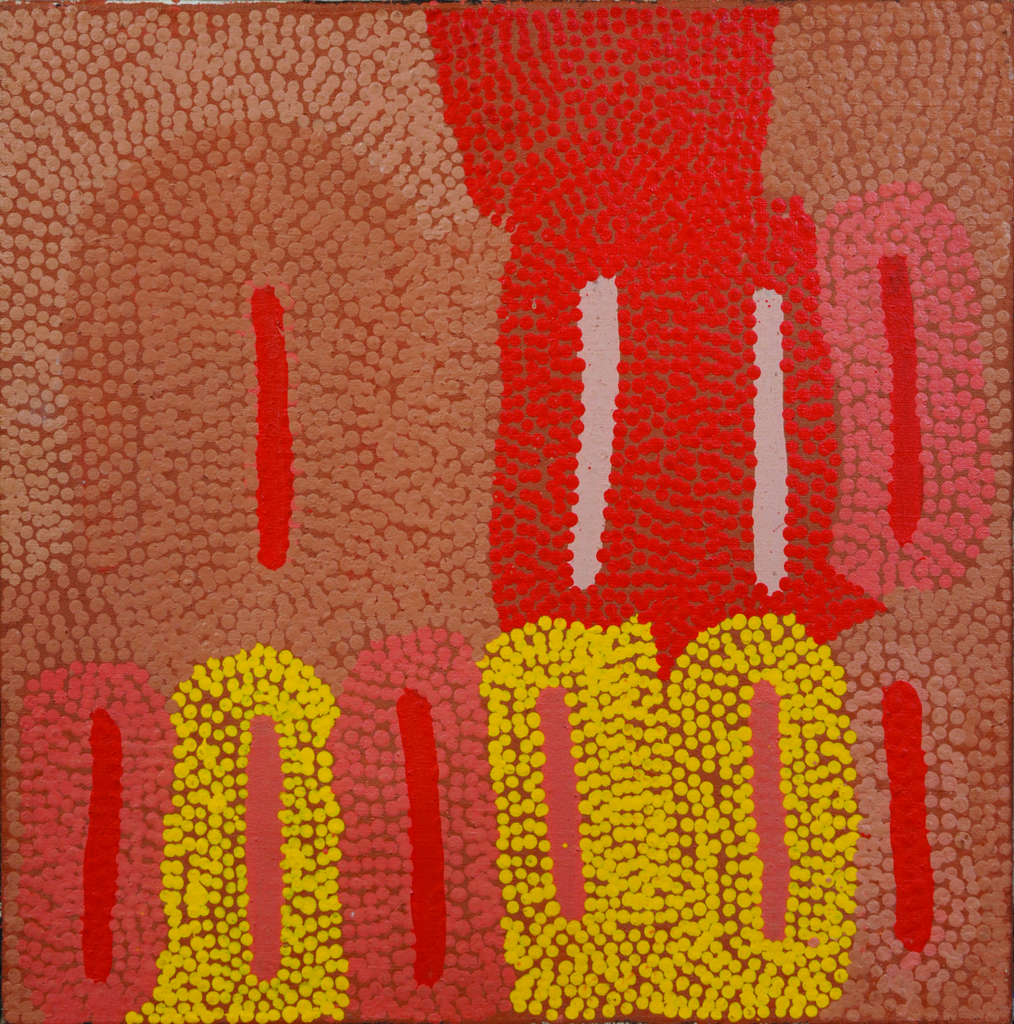 LINDA NAPURRULA
Abstract.
Acrylic on canvas.
Signed and inscribed 
"Ikuntji Women's Centre" to the