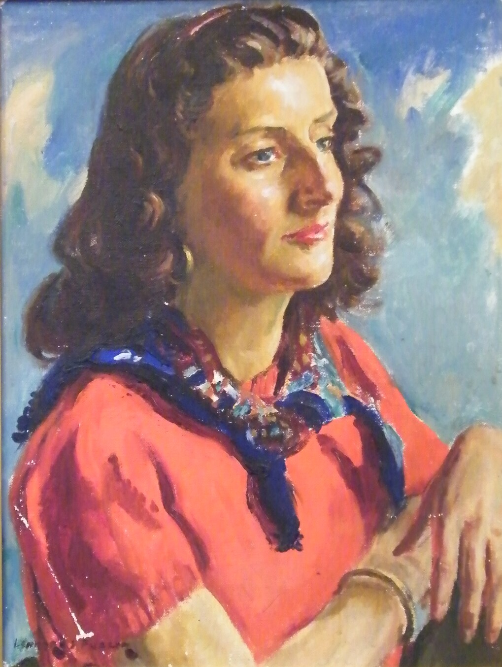 LEONARD JOHN FULLER
Portrait of a woman.
Oil on board.
Signed.
46 x 35cm.