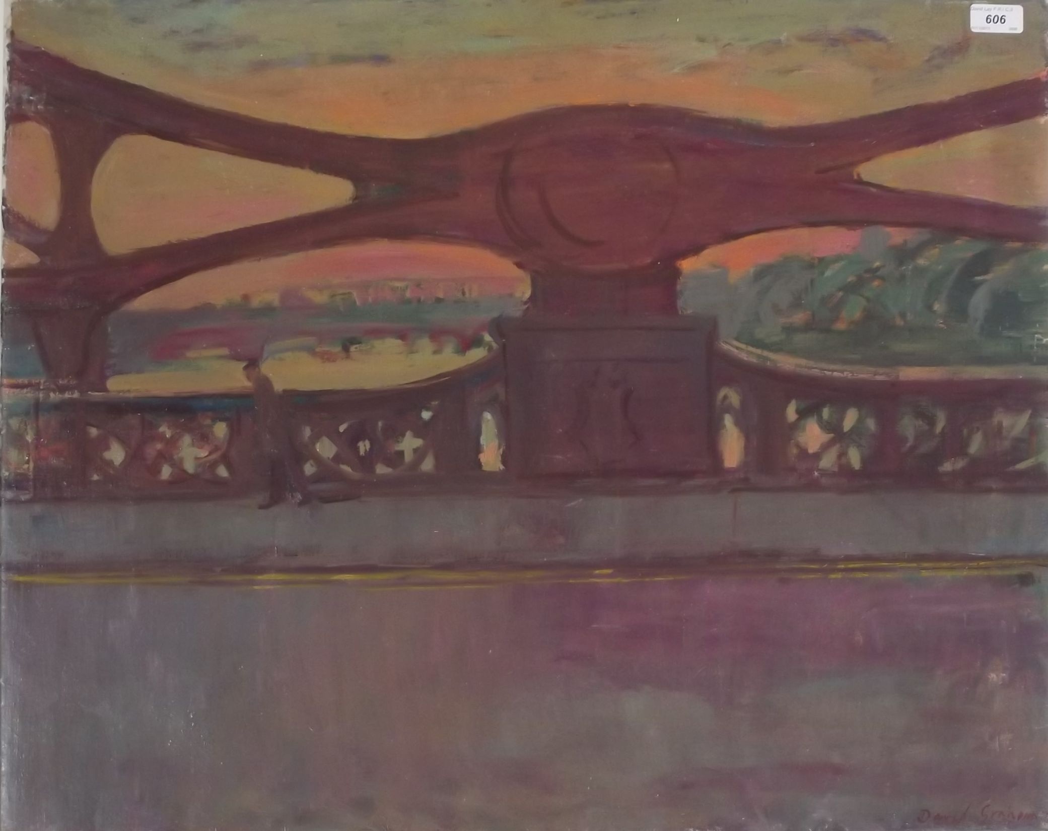 DAVID GRAHAM
An iron bridge.
Oil on canvas.
Signed and dated 71.
63 x 75cm.