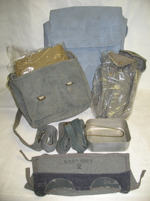 A quantity of RAF blue webbing and equipment pouches, some dated 1940`s and 1950`s