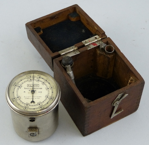 An Elliott Brothers Speed Indicator no 22218, dated 1944 with broad arrow, used to check the RPM