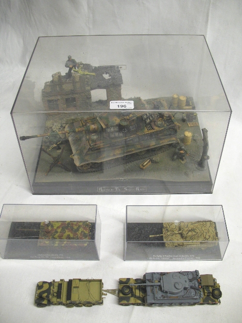 A cased diorama titled "Battle at the Seine River", 35.5cm wide x 25.5cm deep x 21cm high, depicting