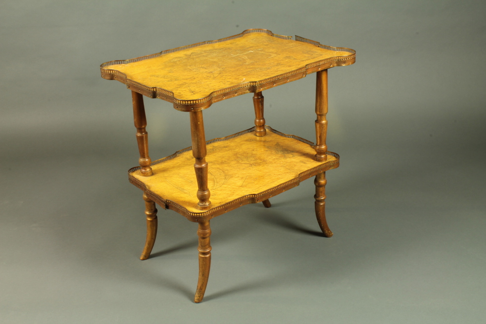 A late 19th/early 20th Century birds eye maple and stained  beechwood 2 tier occasional table,