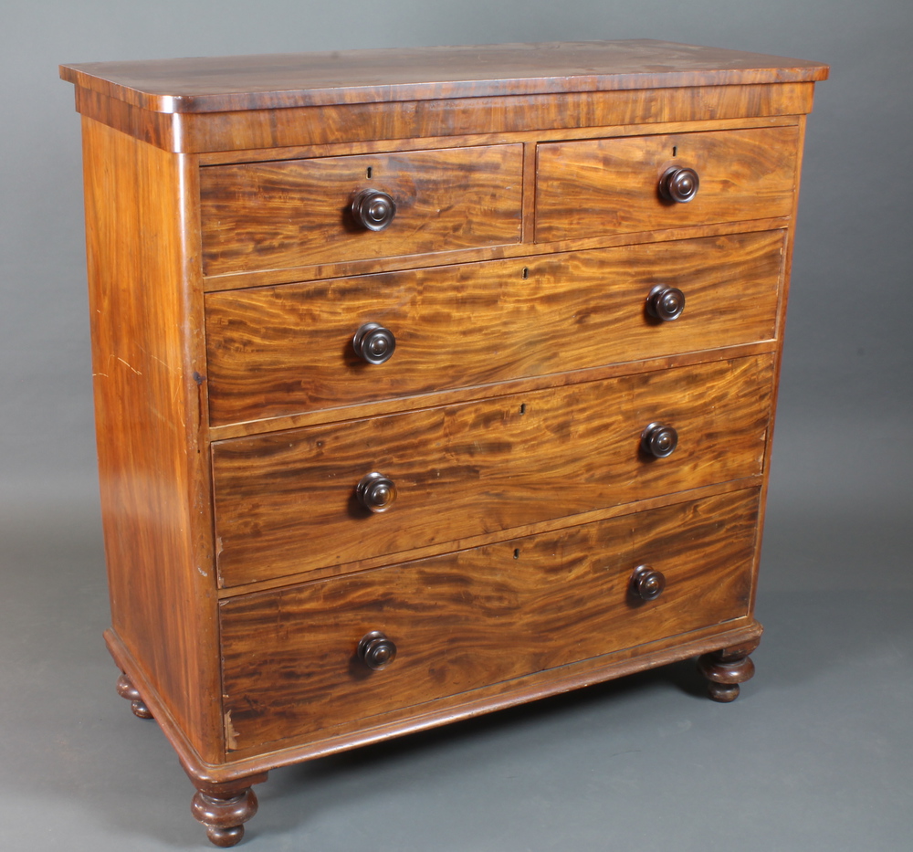 A Victorian mahogany chest fitted 2 short above 3 graduated long drawers on turned feet 48"h x 47"