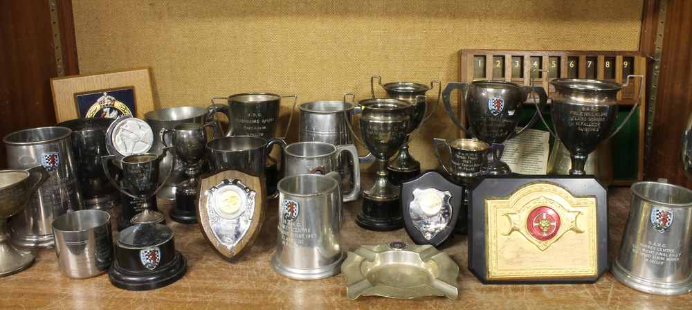 A collection of various BARC motor rally trophies including The Firle Hill Climb May 1964 and 1967