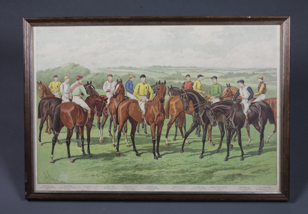 A 19th Century coloured racing print "Melton 1885" 13 1/2" x  20 1/2"