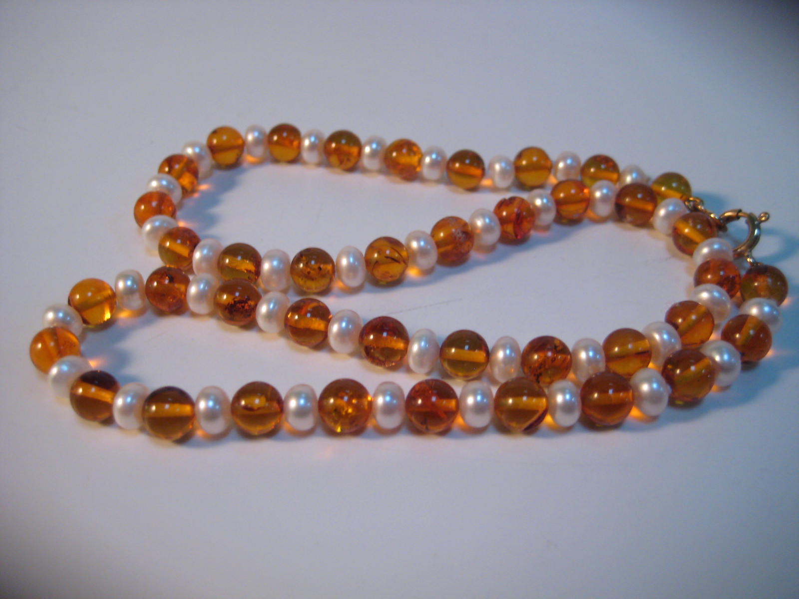 An amber and pearl necklace