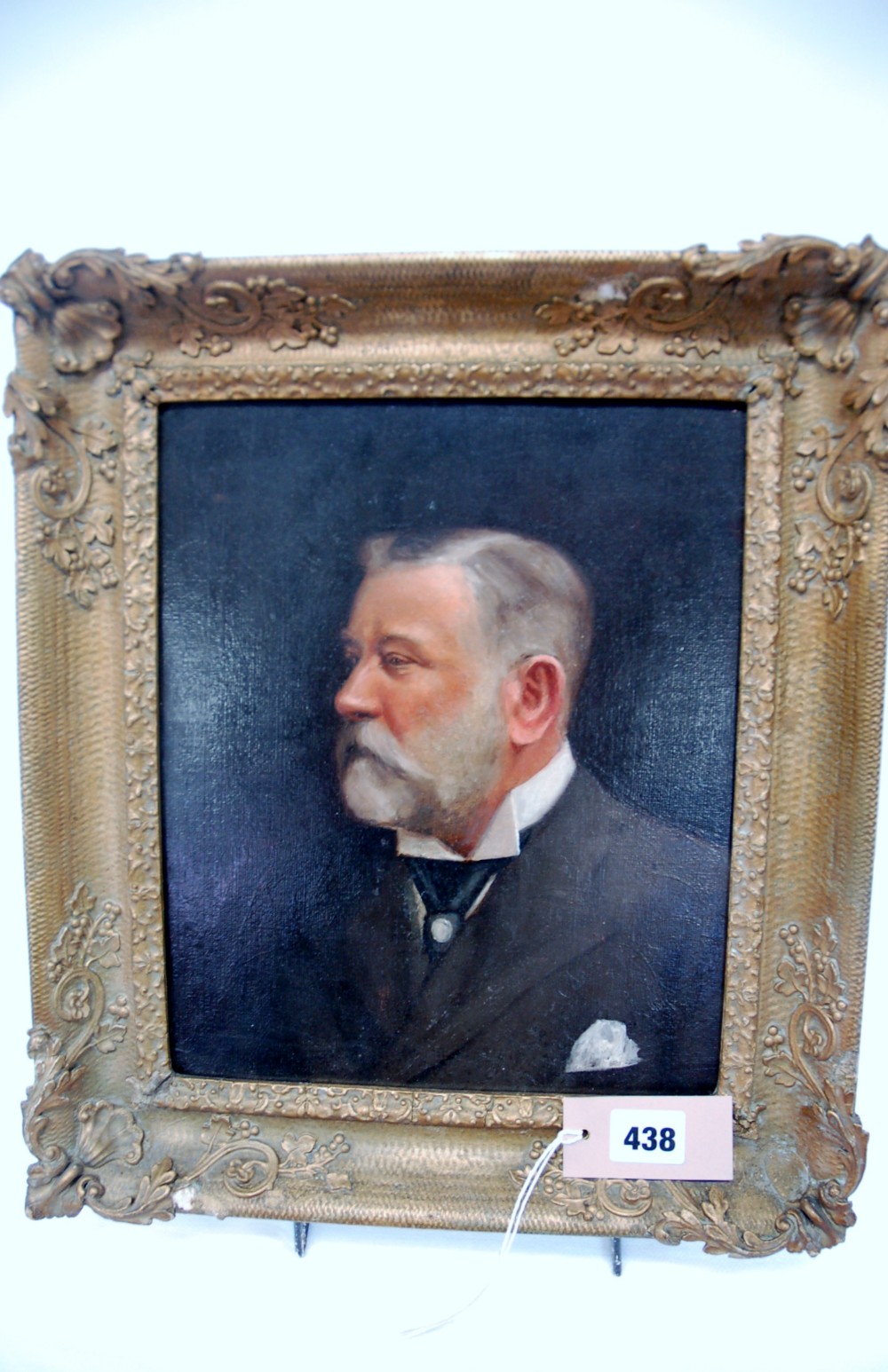 AN EARLY 20TH CENTURY OIL ON BOARD, head and shoulders portrait said to be KING GEORGE V, initialled