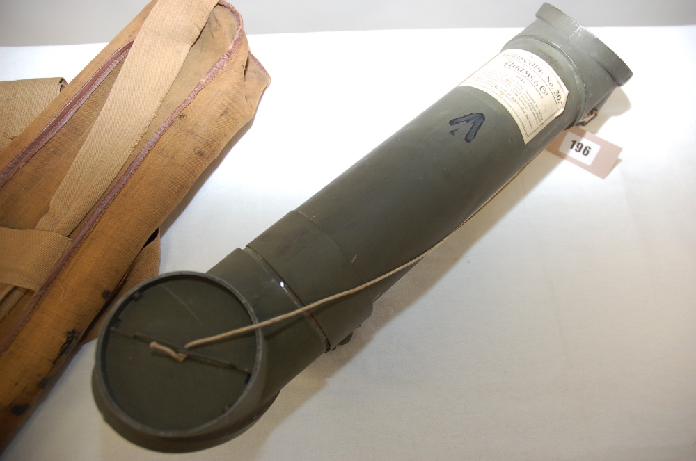 A 1917 ADAMS & CO GREEN PAINTED METAL NO. 30 PERISCOPE, original paper label, 20 ins long, with