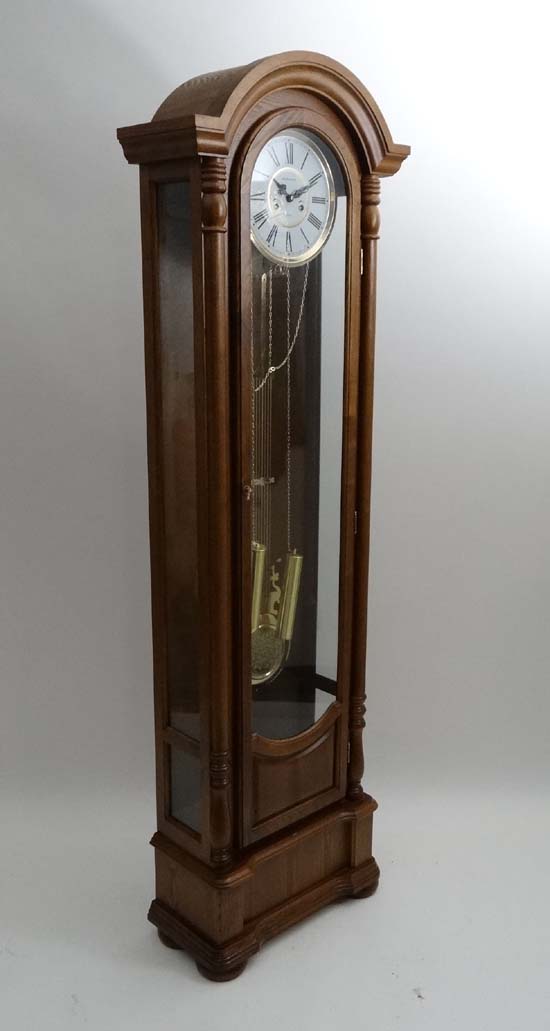 Longcase clock: Wood & Sons 31 days : A modern mahogany sprung driven 2-train longcase clock , the