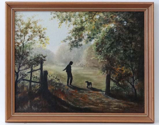 A Spence (XX) Oil on canvas board `Reluctant Walkies` Signed lower 15" x 19"