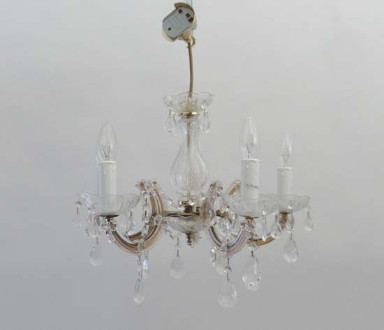 A Contemporary pendant 5-branch electrolier with glass lustre etc. approx 18" wide