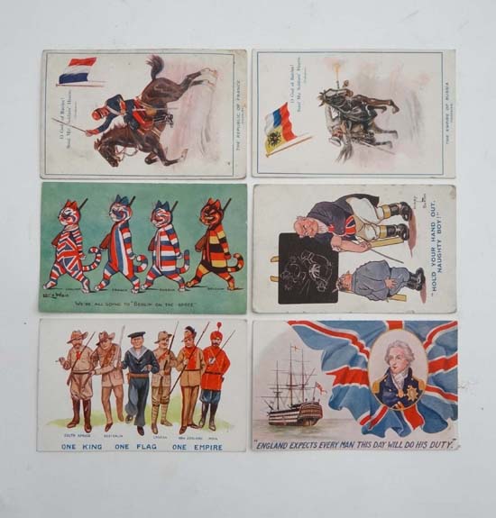 Postcards : A group of five British First World War postcards, with cartoons depicting Imperial