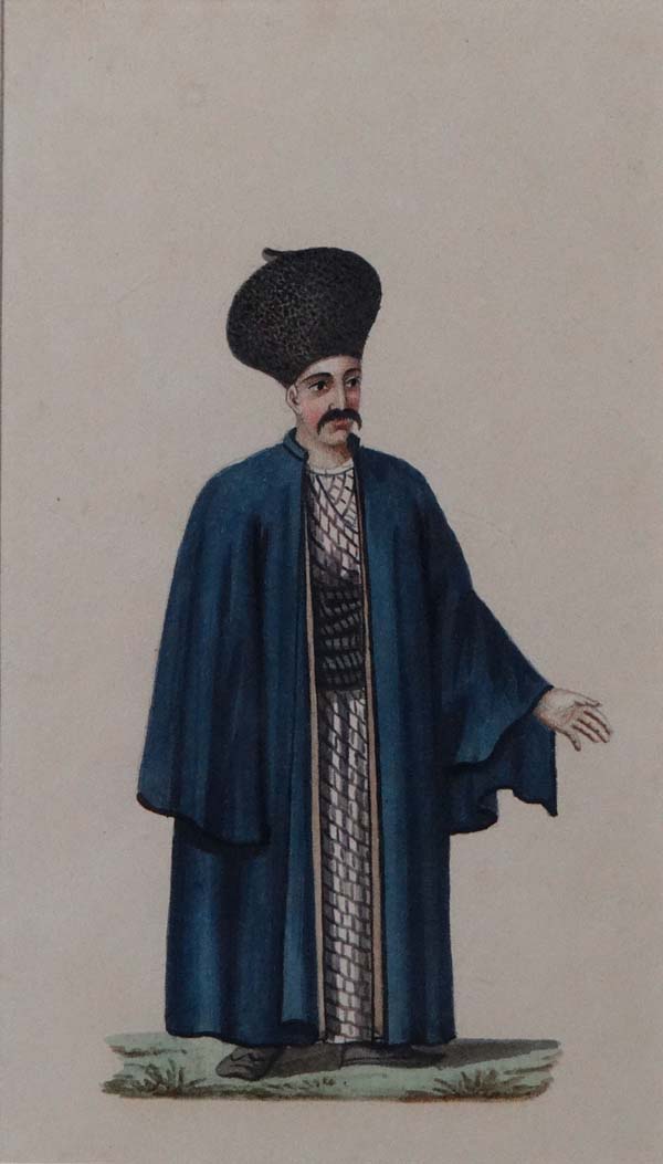 XIX Continental School of A Preziosi School Watercolour Figure of Turkish Dignitary 6 1/2 x 3 3/4"