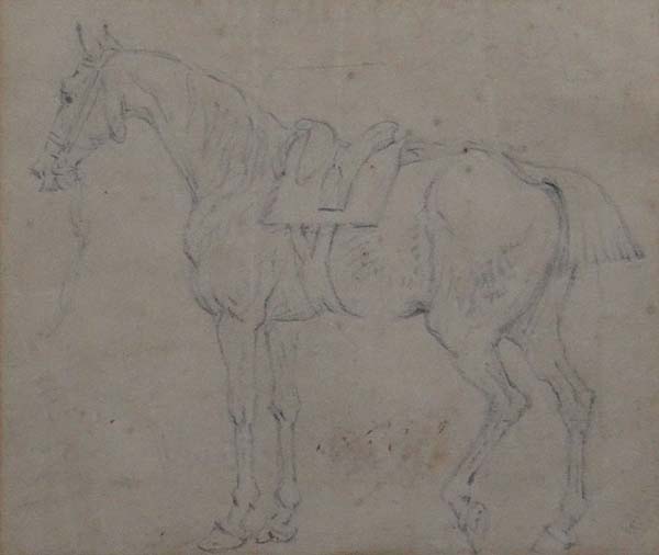 James Seymour (1702-1752) Pencil ` Horse ` Bears Spink & Son label verso with details 5 x 6"