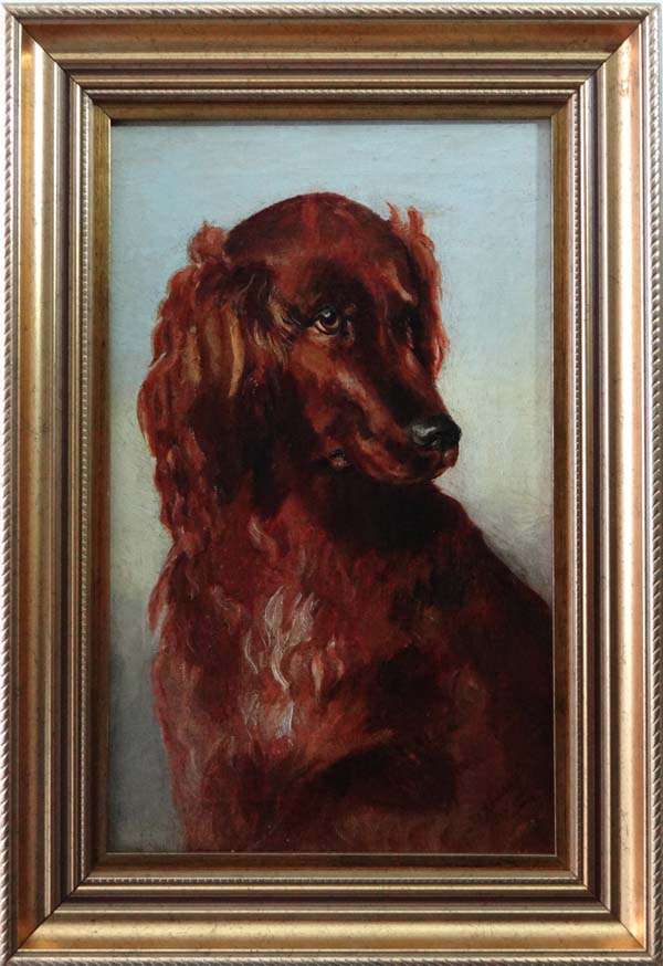 J. R Kenels ? Oil on canvas Red setter Signed and dated 1902 lower right 15 ½" x 9 ½"