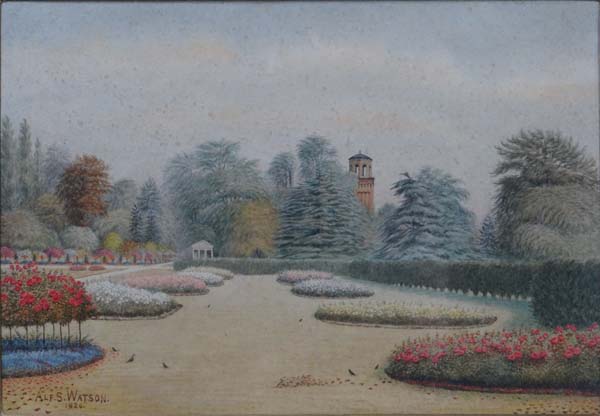 Alf S. Watson 1926 Watercolour ` Rose Garden, Kew ` Signed and dated lower left titled under 7 1/3 x