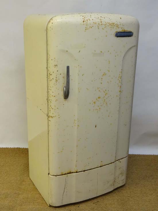 Vintage Retro : an ` English Electric ` refrigerator ( American style) with chromed ` pull-