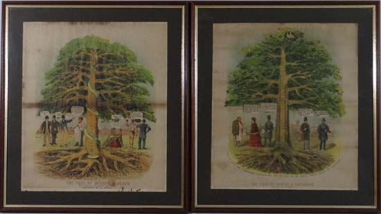 After G Peake XIX Temperance Art circa 1880 A pair of coloured lithographs ` The Tree of Misery