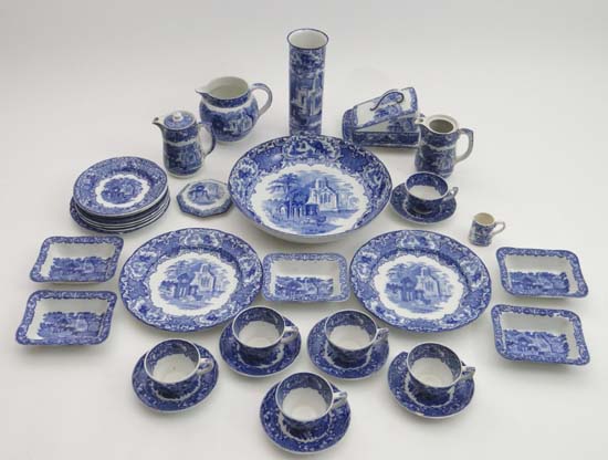 A quantity of blue and white by George Jones and Sons decorated in Abbey pattern comprising