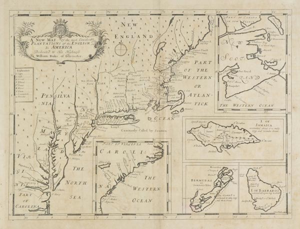 North America. Wells (Edward), A New Map of the most Considerable Plantations of the English in