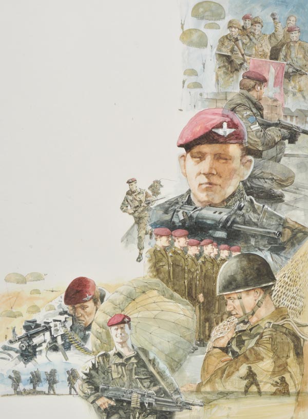 * Combat Soldiers. A similar collection of six watercolour drawings, 17.5 x 13 in (44.5 x 33cm)