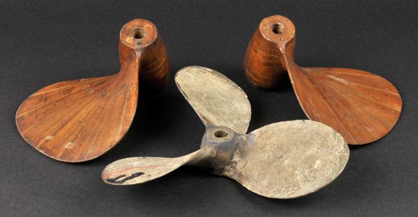 * Motorboat Propellers. An original cast bronze three-bladed propeller from the motor-launch “