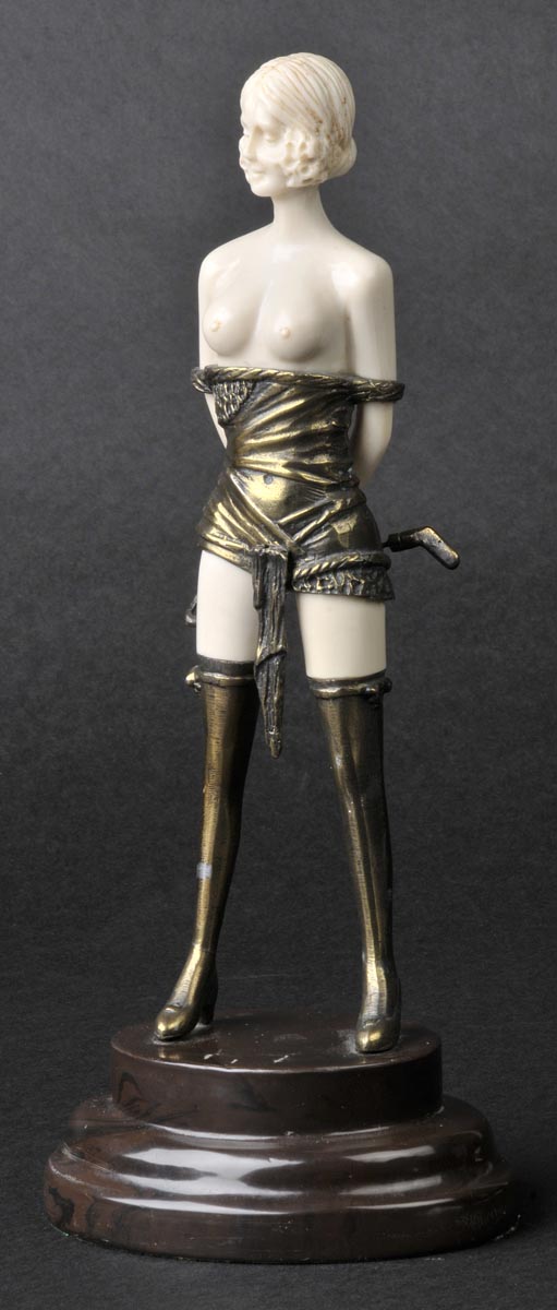 *After Bruno Zack (1891-1935), Dominatrix, a reproduction Art Deco figure, modelled as a scantily