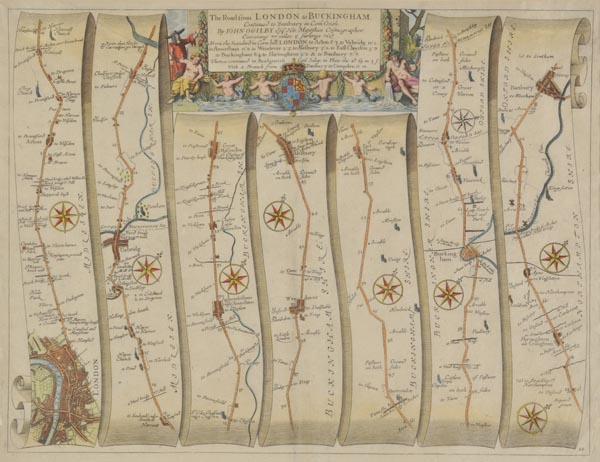 * Ogilby (John). The Road from London to Buckingham continued to Banbury in Com. Oxon, c.1676,