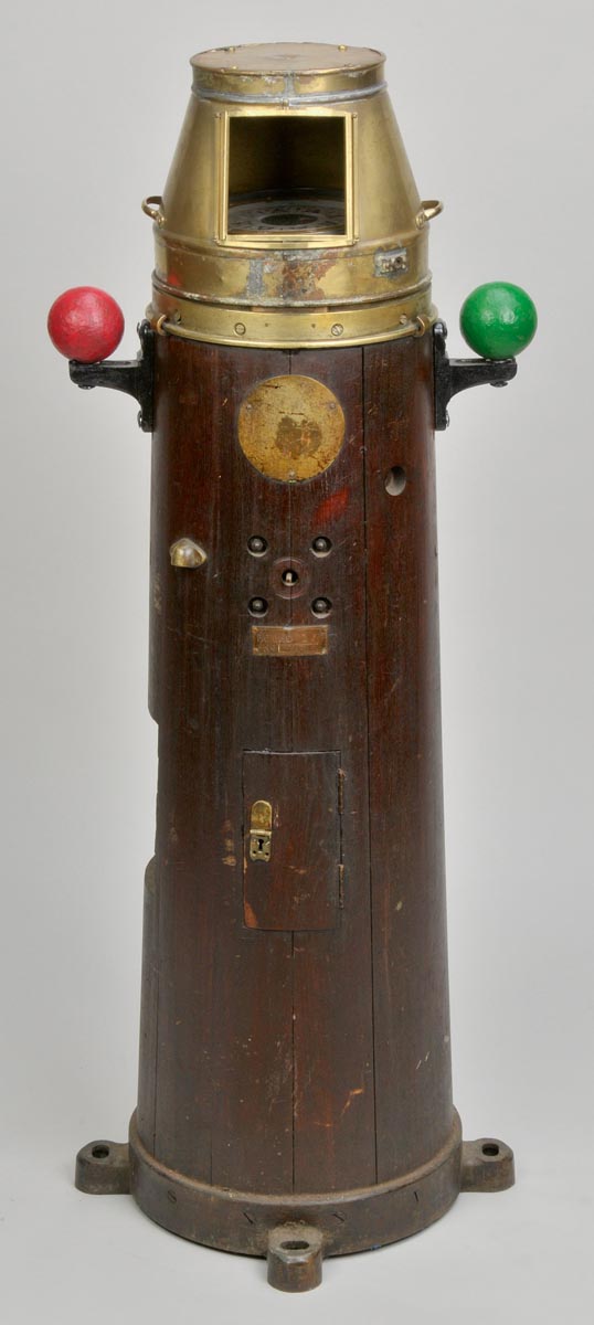 *Ship`s Binnacle. A compass and binnacle, the 15.5cm (6ins) compass card signed with `Sestrel`