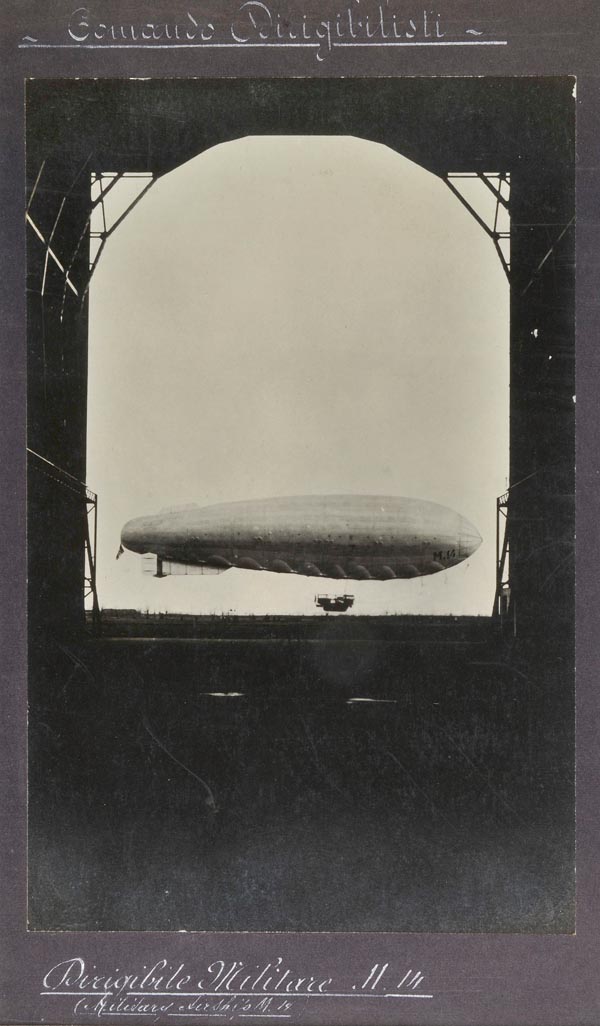 *Dirigible Militaire M.14. A fine `through-the-hanger-doors` silver gelatin print of this airship,