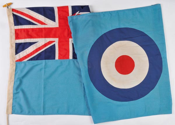 *RAF Station-Flag. A Union Jack emblem with distinctive roundel on blue cloth ground, c. 1960s,