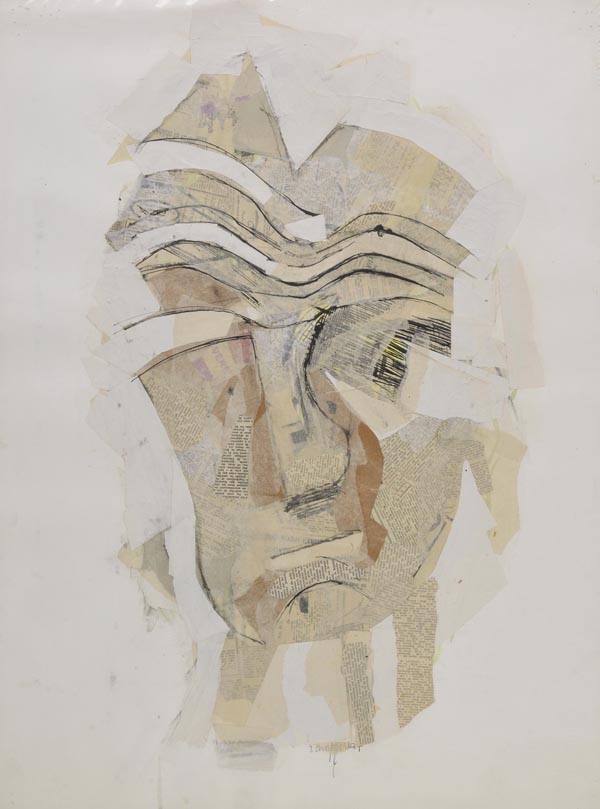 * Edwards (John, 1938-2009). Head, 1964, collage on Steinbach handmade paper, signed and dated to