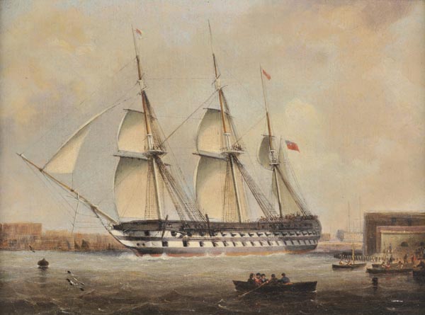 * Condy (Nicholas Matthew, 1793-1857). HMS Victory in Portsmouth Harbour, oil on canvas, relined, 23