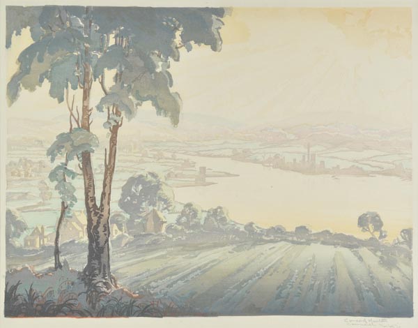 * Morton (Cavendish & Concord, 1911-). Medina Valley, Isle of Wight, colour woodcut, signed in