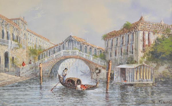 * Gianni (Y., late 19th/early 20th century). The Rialto Bridge, Venice, gouache on paper, signed