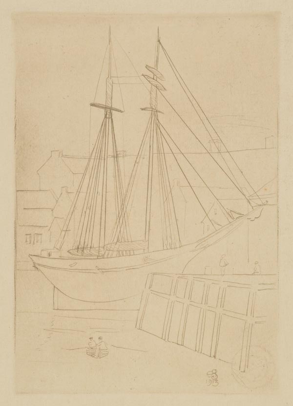 * Southall (Joseph Edward, 1861-1944). Harbour Scene, 1913, etching on thick wove paper, signed with