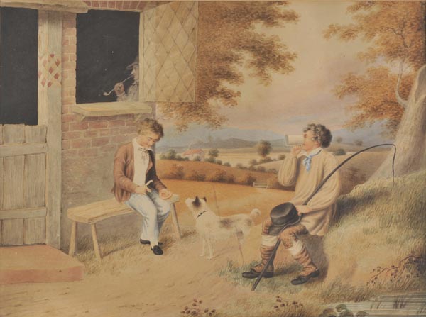 * English School. The Labourer’s Rest, c.1800, watercolour landscape on wove paper, in the manner of