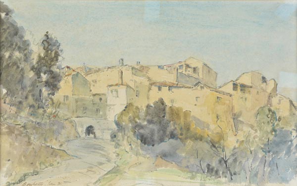 * Palmer (Harold Sutton, 1854-1933). Ventimiglia, 1931, watercolour on laid paper, heightened with