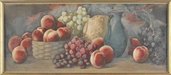 * Barbaro (Giovanni, fl. 1890-1907). Still life of peaches, grapes, melon and jug, watercolour,