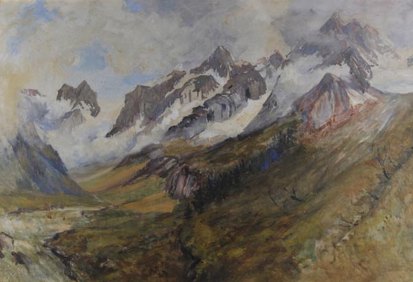 * Barclay (Ada, early 20th century). Mountain Pass in the Himalayas, large-scale gouache and