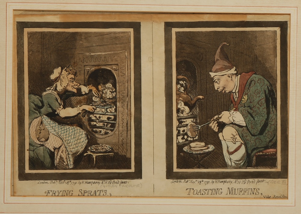 AFTER JAMES GILLRAY (1757-1815) "Frying Sprats,Toasting Muffins", published by Hannah Humphrey 1791,