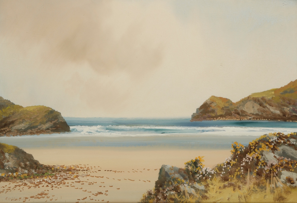 REGINALD D SHERRIN (1891-1971) Coastal landscape with a beach to the foreground, signed lower right,