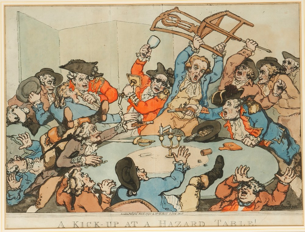 AFTER THOMAS ROWLANDSON (1756-1827) "A Kick-Up at a Hazard Table!", published by William Holland