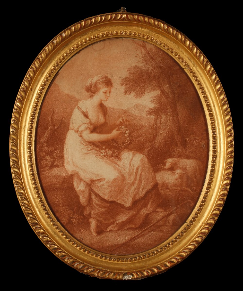 AFTER ANGELICA KAUFFMAN (1741-1807) "Abra" engraved by Thomas Barker, the remains of cut-out