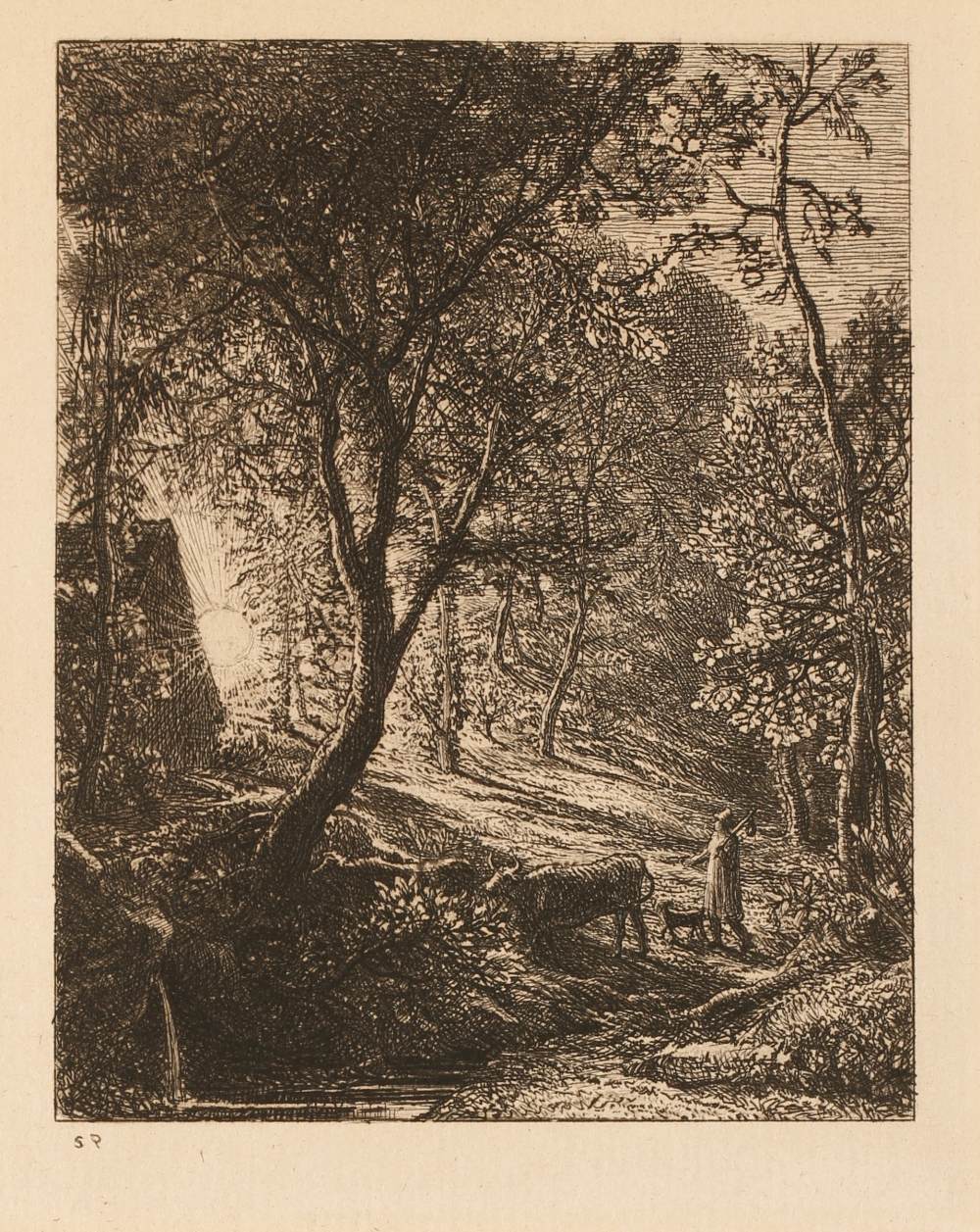SAMUEL PALMER (1805-1881) "The Herdsman`s Cottage", etching, 4.5" x 3.5"