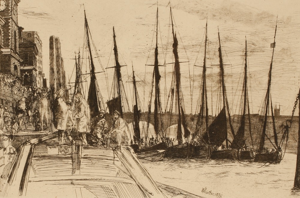 JAMES ABBOTT MACNEIL WHISTLER (1834-1903) Billingsgate on the Thames", 1859, from a series of